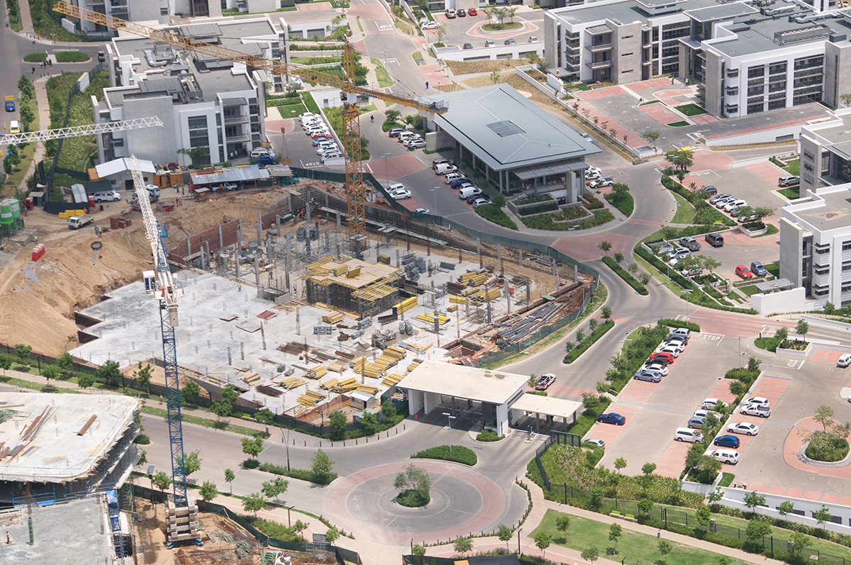 Final building under construction at Maxwell Office Park in Waterfall City